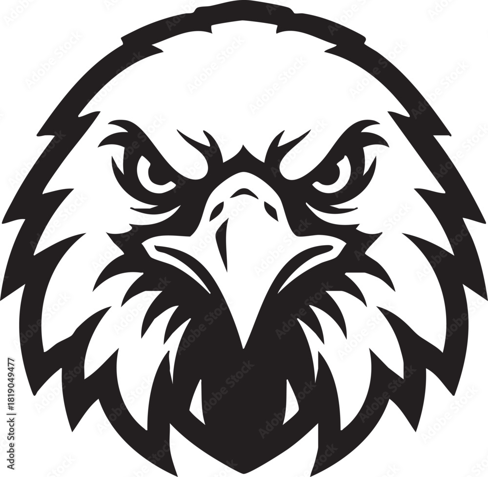 Fototapeta premium Bold and striking graphic illustration of an eagle's head, conveying a fierce and determined spirit, perfect as a symbol of power, independence, and unwavering focus