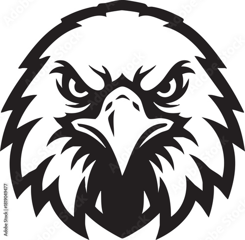 Bold and striking graphic illustration of an eagle's head, conveying a fierce and determined spirit, perfect as a symbol of power, independence, and unwavering focus