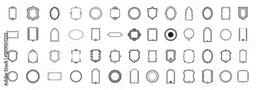 Vintage Ornate Frame Vector Collection. Classic Borders, Royal Shields, and Decorative Label Shapes Set