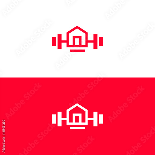 Home Gym Fitness Logo Design  Modern Line Art Icon