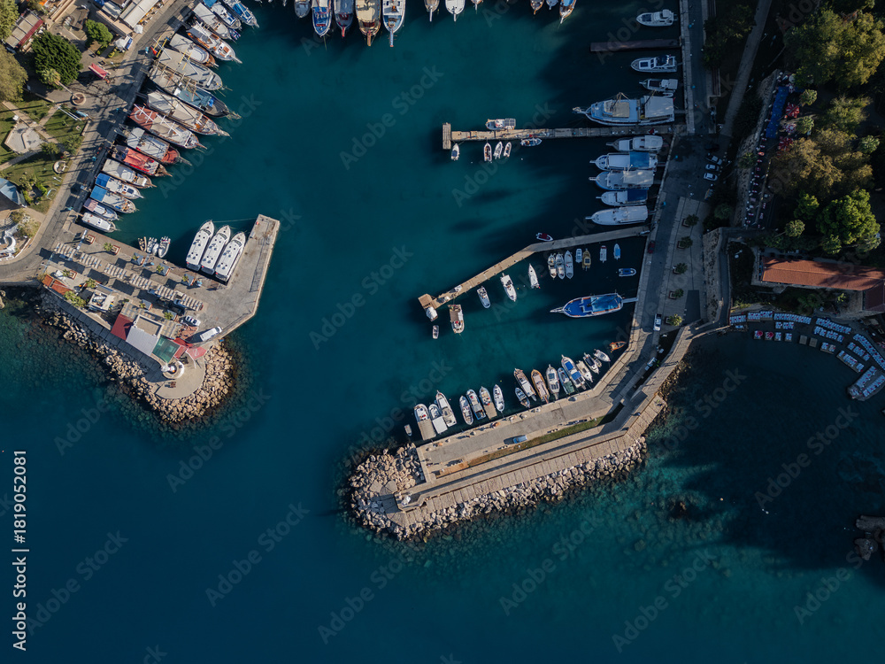 Fototapeta premium Aerial view of Antalya Old Town and Marina, Turkey
