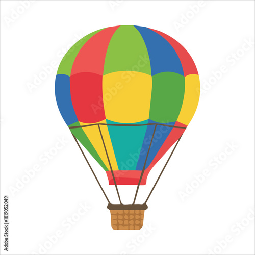 Colorful hot air balloon with basket for travel and adventure Art & Illustration