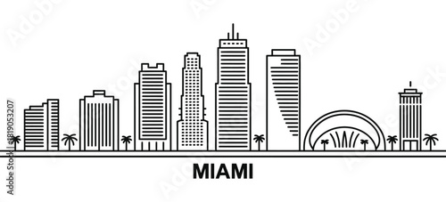 Miami cityscape silhouette vector illustration featuring modern buildings and city outline design, perfect for urban artwork