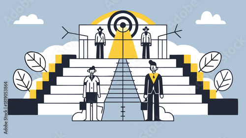 Abstract corporate ladder illustration with ascending career path and business growth elements suitable for banners and advertisements