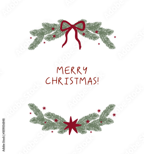 Hand drawn whimsical Frame. Sketch Holidays print. Cute Christmas vector illustration