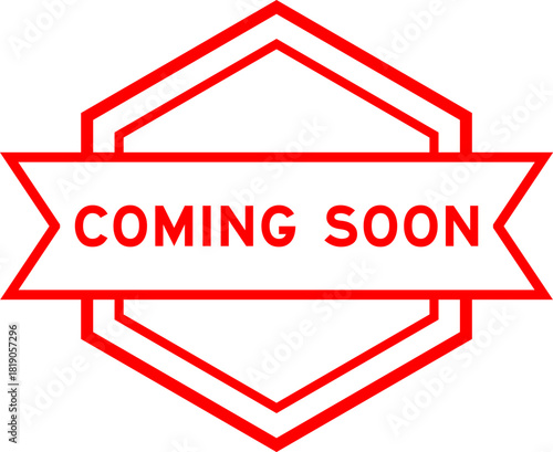 Vintage red color round label banner with word cinubg siib on white background