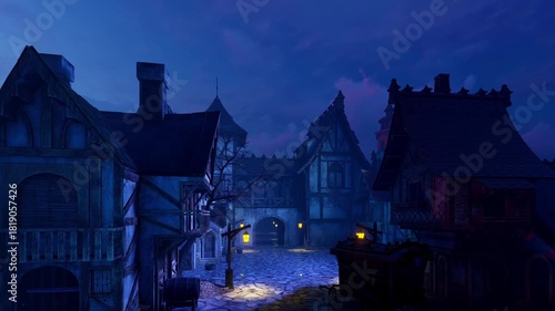 A medieval city at night. An animation on the theme of history and travel. An animation on the theme of history and the city.	
