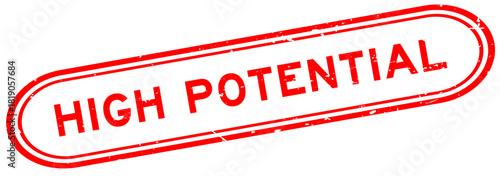 Grunge red high potential word rubber seal stamp on white background