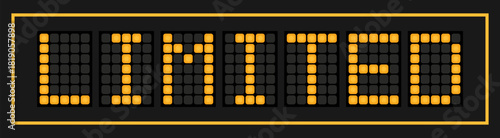 Orange color led banner in word limited on black background