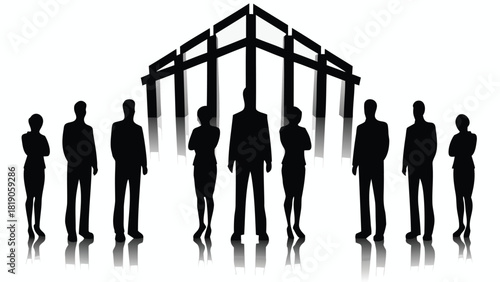 Conceptual illustration depicting strategic alignment showcasing interconnected elements and pathways leading towards a shared objective ideal for business and planning presentations