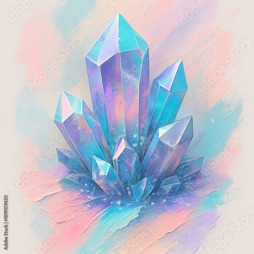 Pastel Crystal Cluster Digital Illustration