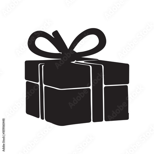 Gift Box Silhouette Icon – Present, Holiday Celebration, Surprise Box Vector