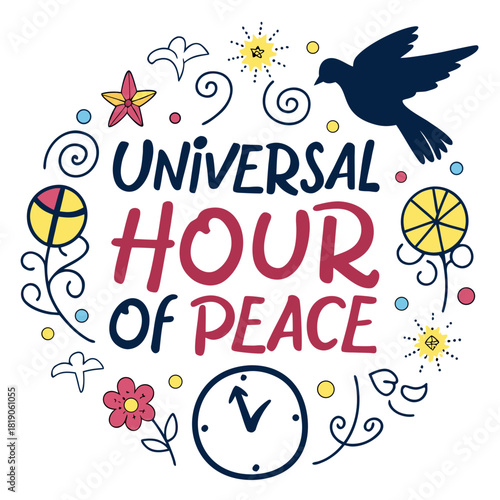 UNIVERSAL HOUR OF PEACE vector illustration 
