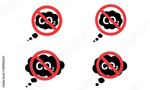 No co2 emission signs with prohibition symbol illustration
