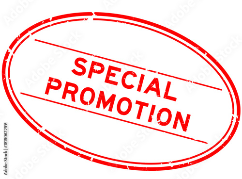 Grunge red special promotion word oval rubber seal stamp on white background