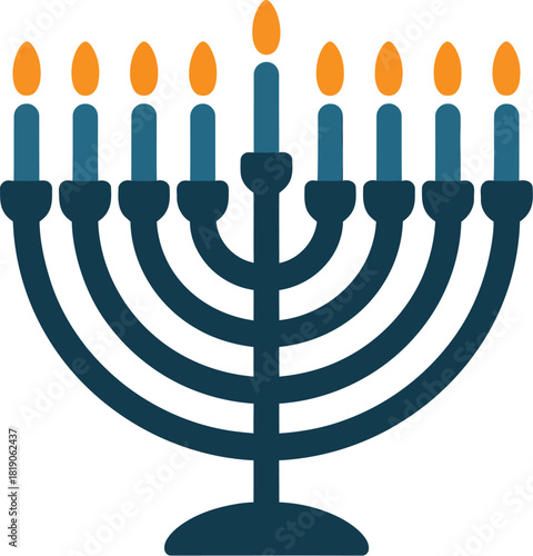 Hanukkah menorah vector illustration for jewish holiday celebration and religious symbol