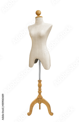 Fotografie Empty women's clothing display mannequin isolated on white background