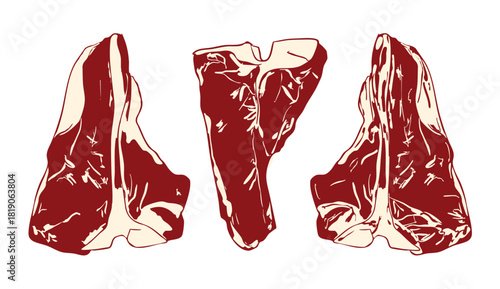 Vintage T-Bone Steak Set Illustration
