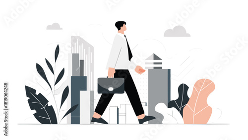 Dynamic abstract composition featuring a single professional figure suitable for business concepts and modern graphic design projects