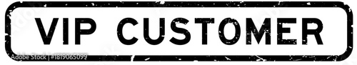 Grunge black VIP customer word square rubber seal stamp on white background