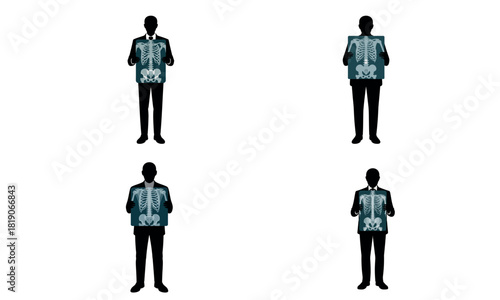 Silhouette doctor holding chest xray scan illustration
