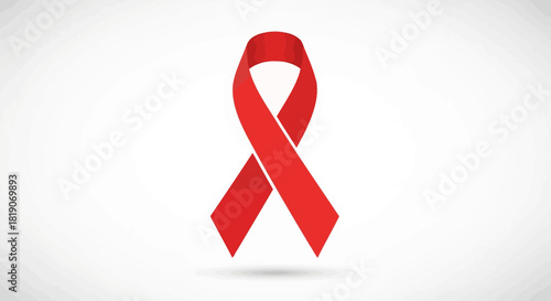 Red ribbon symbol for aids awareness isolated on