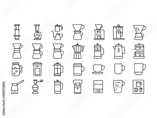 Restaurant Kitchen Cooking and Food Service Glyph Icons Set - Chef Utensils and Commercial Equipment Vector