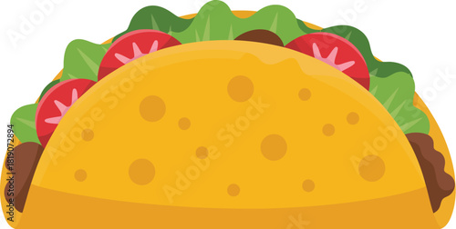 Delicious taco with ground beef lettuce and tomatoes vector illustration design