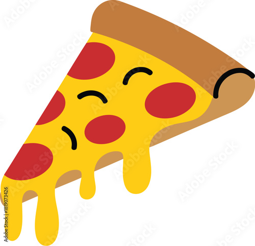 Vector pizza slice illustration pepperoni cheese melting crust food delicious snack