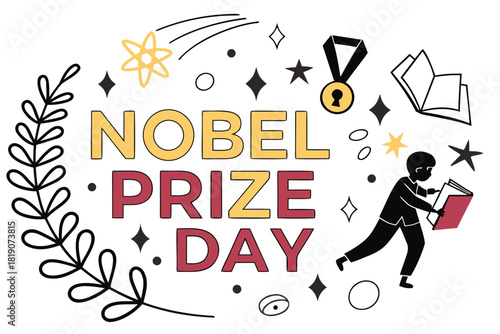 NOBEL PRIZE DAY vector illustration isolated on white background