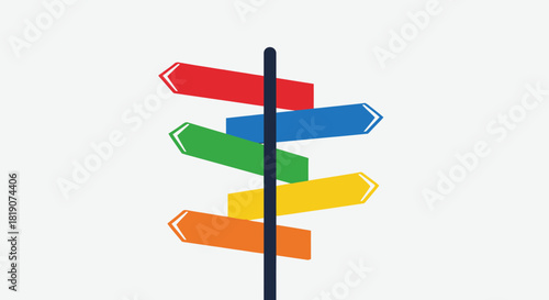 A colorful signpost with multiple arrows pointing in different directions, indicating choices.