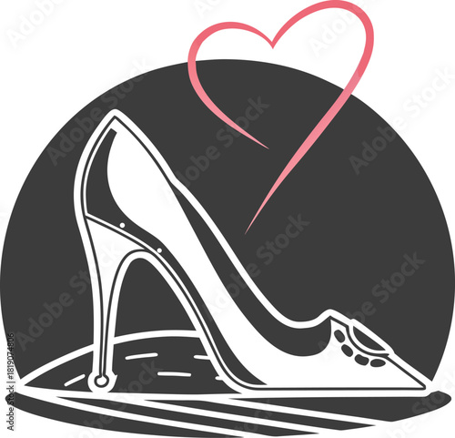 Fashionable stiletto heel shoe with heart.
