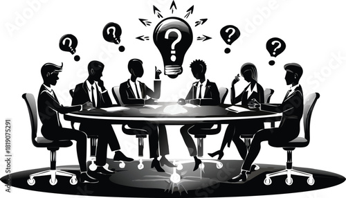 Flat vector illustration of a productive brainstorming session with colorful ideas and connections symbolizing creativity and innovation