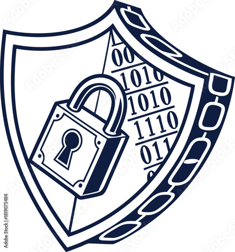 Cyber security icon. shield with padlock symbol. 