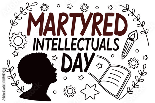 Martyrred Intellectuals Day Vector Illustration, Tribute with Candles, Books, and Memorial Symbols Isolated on White Background