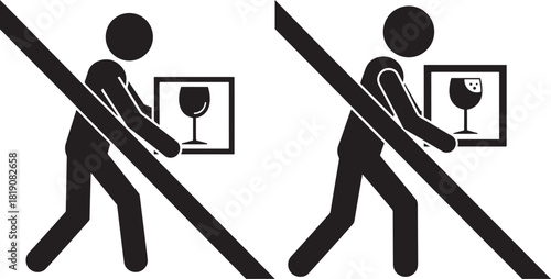 Two silhouettes carrying fragile items and long poles