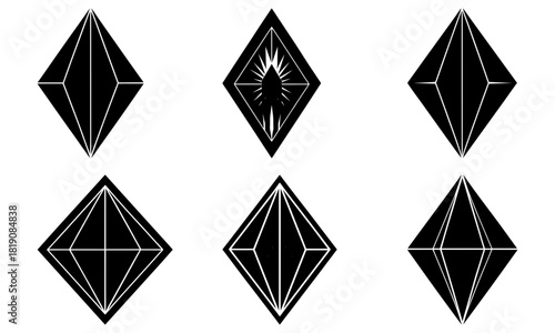 Elegant diamond shapes, modern geometric design elements for sophisticated branding, jewelry logo, or luxury fashion project, scalable vector design