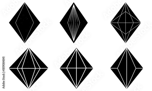 Elegant diamond shapes evolving in a sequence, perfect for design projects, jewelry concepts, creative presentations, and modern marketing materials