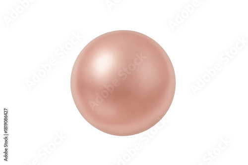 Rose gold metallic sphere floating on transparent background