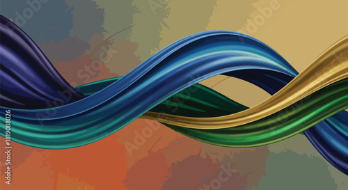 Vibrant Fluid Waves Intertwined Creating a Dynamic Abstract Art Piece	