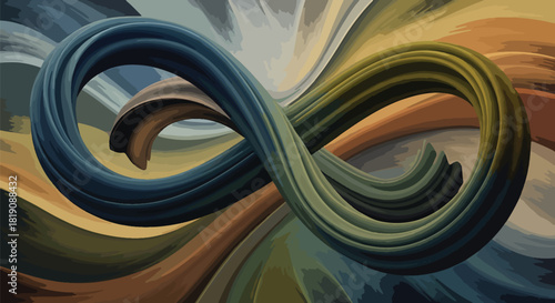 Infinite loop of textured colorful ribbons in a painterly abstract style	