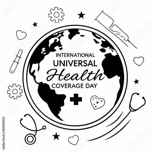 INTERNATIONAL UNIVERSAL HEALTH COVERAGE DAY vector illustration 