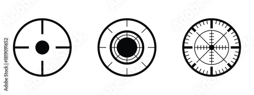 Target icon collection showing focus targets and destination symbols, isolated on white background, suitable for vector illustrations, navigation graphics, location markers