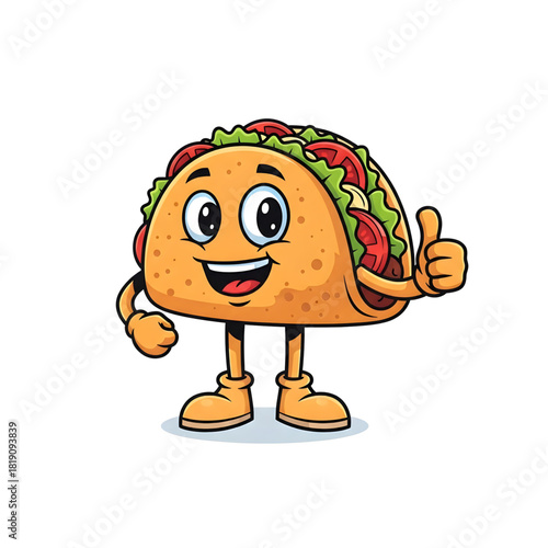 Cartoon Taco Character Giving a Thumbs Up