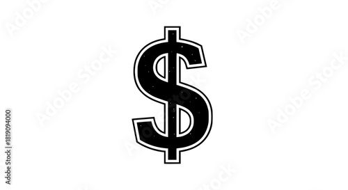 Vector illustration of a US dollar symbol with clean bold lines, minimalist style, isolated on white background