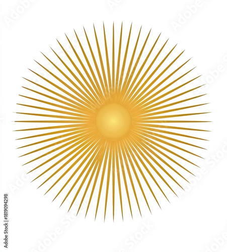 Golden starburst design with central sphere radiating outwards