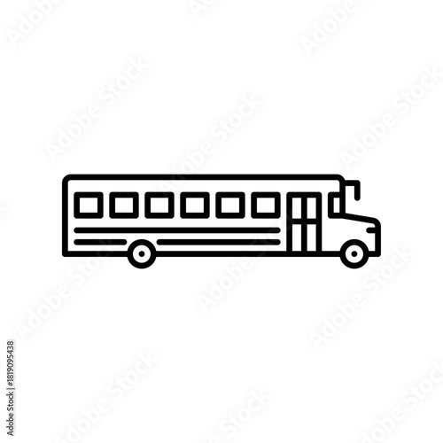 School bus outline icon. transportation black line illustration.