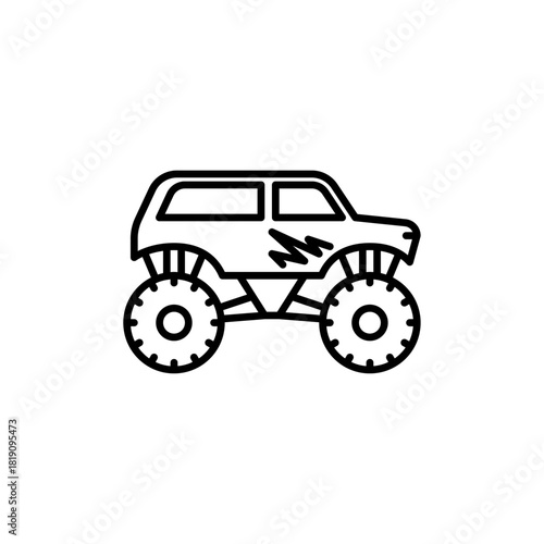 monster truck outline icon. offroad truck black line illustration.
