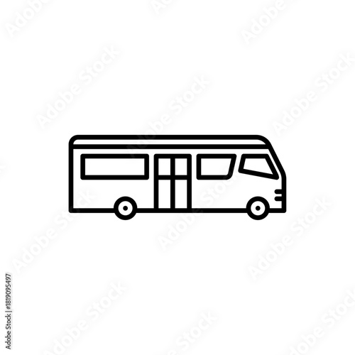 Minibus outline icon. shuttle black line illustration.