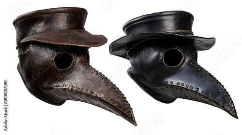 Vintage plague doctor masks evoke historical mystery and medieval drama, perfect for theatrical productions or unique Halloween costumes with an eerie aesthetic